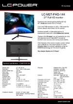 Datasheet PC monitor LC-M27-FHD-144