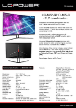 Datasheet PC monitor LC-M32-QHD-165-C