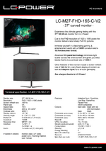 Datasheet PC monitor LC-M27-FHD-165-C-V2