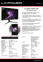 Datasheet PC monitor LC-M27-QHD-180