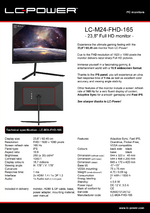 Datasheet PC monitor LC-M24-FHD-165