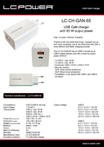 Datasheet USB charger LC-CH-GAN-65