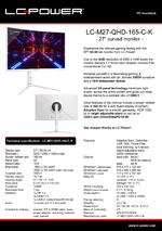 Datasheet PC monitor LC-M27-QHD-165-C-K