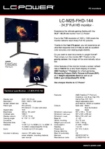 Datasheet PC monitor LC-M25-FHD-144