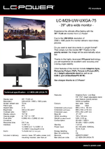 Datasheet PC monitor LC-M29-UW-UXGA-75