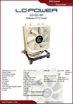 Datasheet CPU cooler LC-CC-95