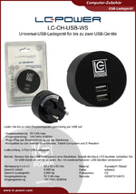 Datenblatt USB-Ladegerät LC-CH-USB-WS