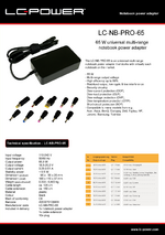 Datasheet notebook power adapter LC-NB-PRO-65