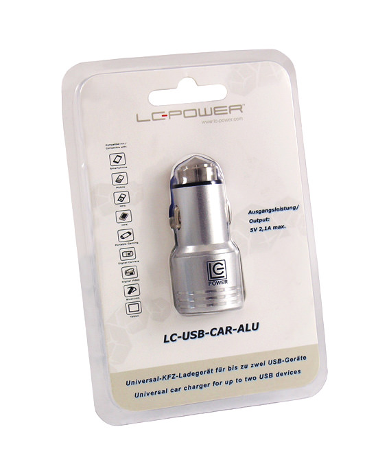 KFZ-Ladegerät LC-USB-CAR-ALU Verkaufsverpackung